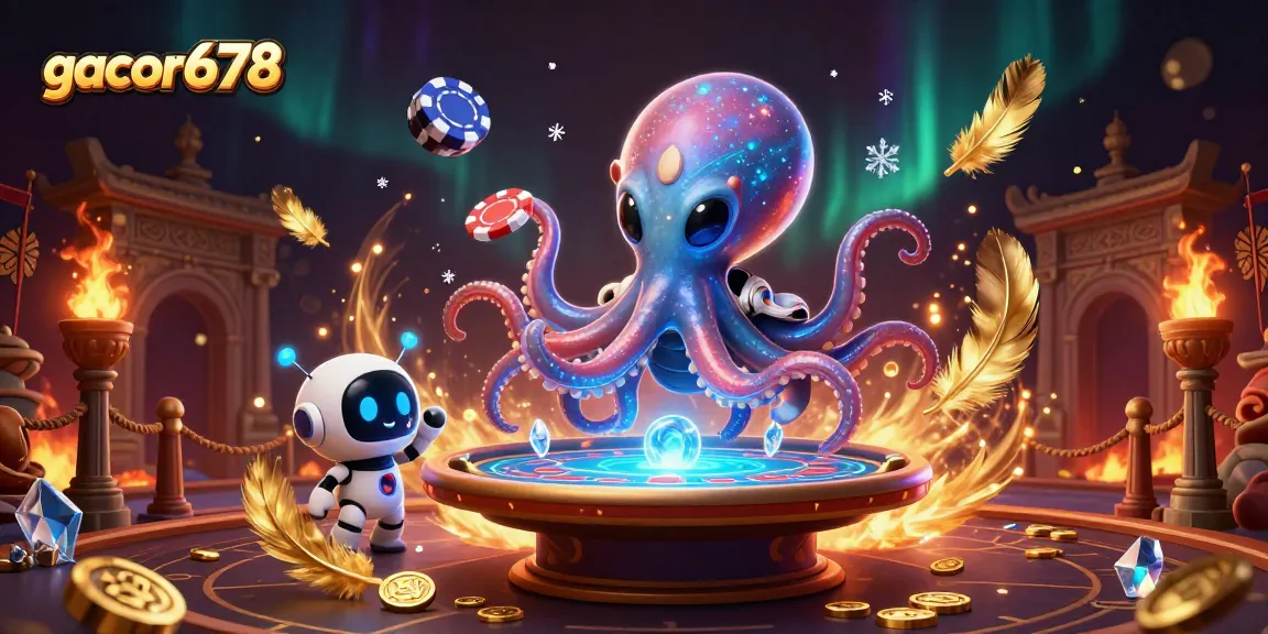 Engage in thrilling poker action at gacor678 with our alien octopus dealer in an exciting casino environment!