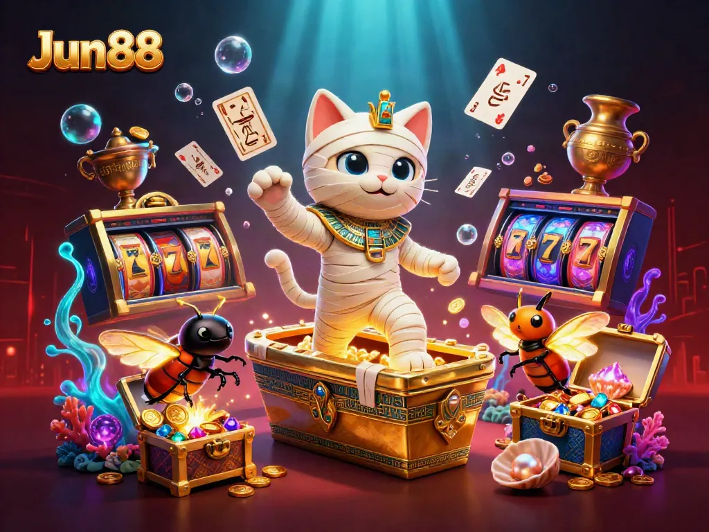 Experience the vibrant Jun88 online casino with a thrilling Egyptian mummy theme bursting with excitement and adventure.