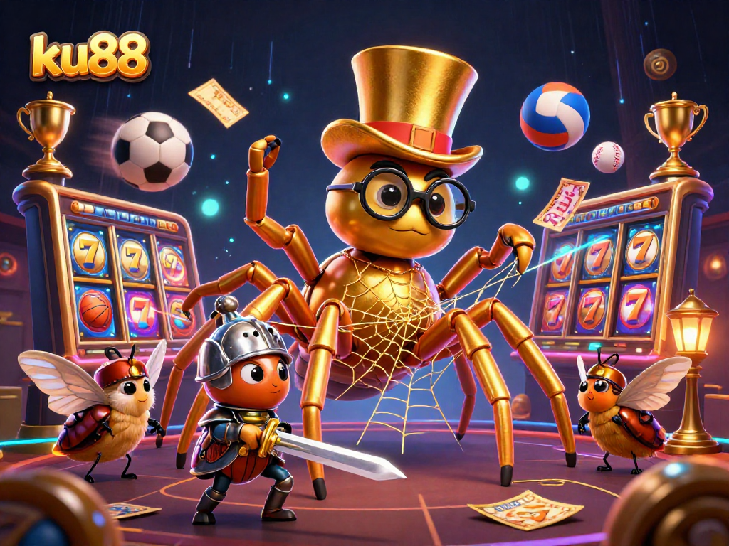 Engage in thrilling gameplay at ku88 with a vibrant casino scene featuring captivating characters and dynamic sports elements.