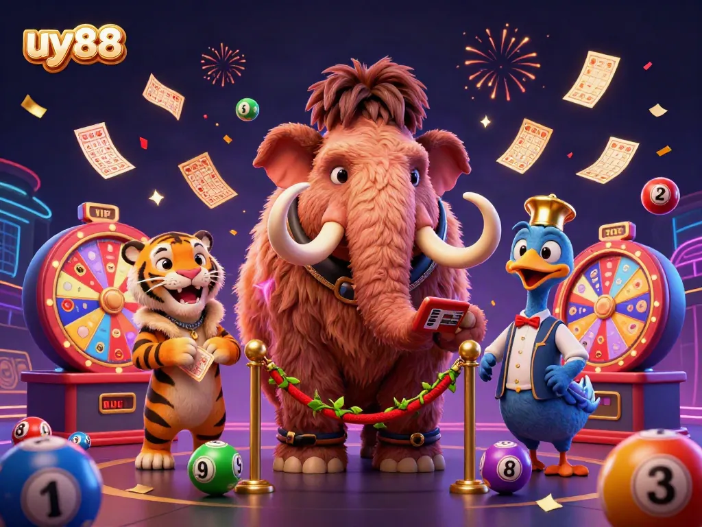 Engage in thrilling lottery excitement and fun with uy88 as the vibrant casino scene bursts with colorful balls and dynamic prizes.
