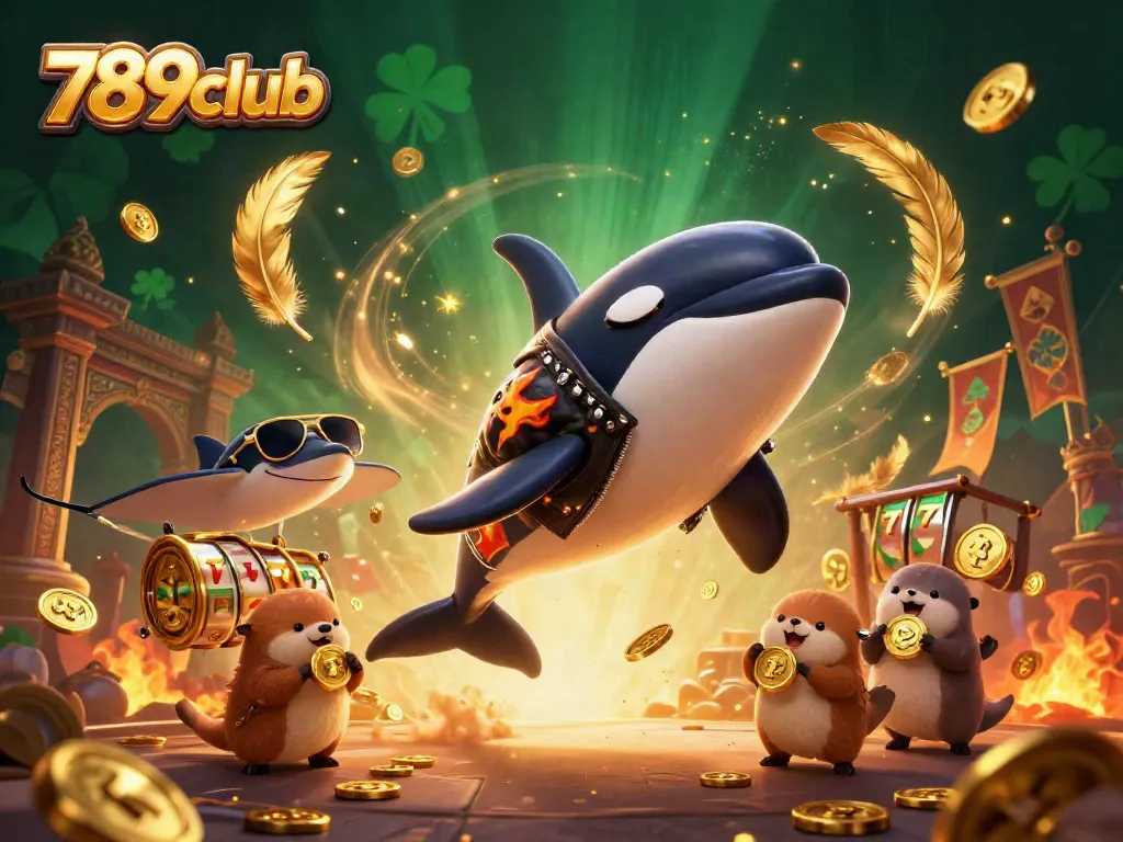 Engage in thrilling gameplay at 789club with sea creatures winning gold surrounded by a lively casino scene.