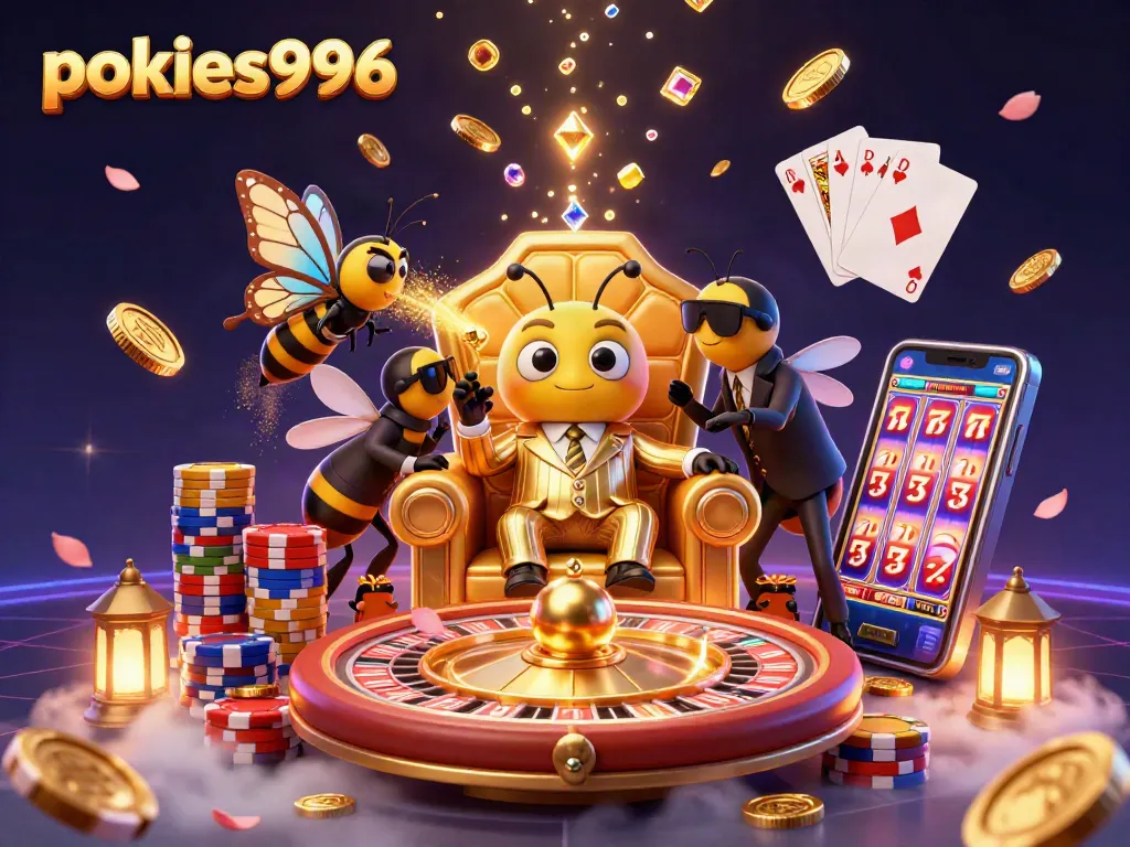 Experience pokies996 with colorful character design and dynamic casino elements in an engaging 3D illustration.