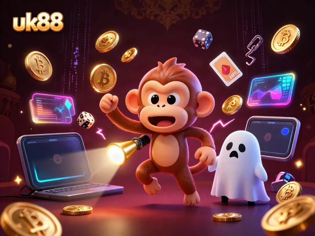 Experience the thrills of gambling with uk88 in a vibrant haunted casino scene.
