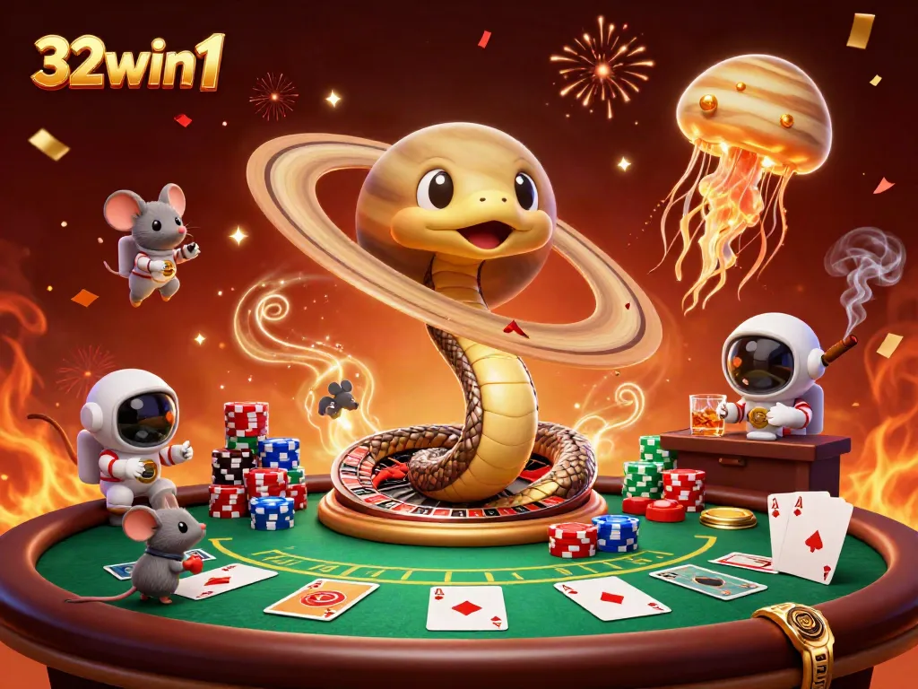 Experience the thrill of 32win1 with a cosmic roulette scene in vibrant colors.
