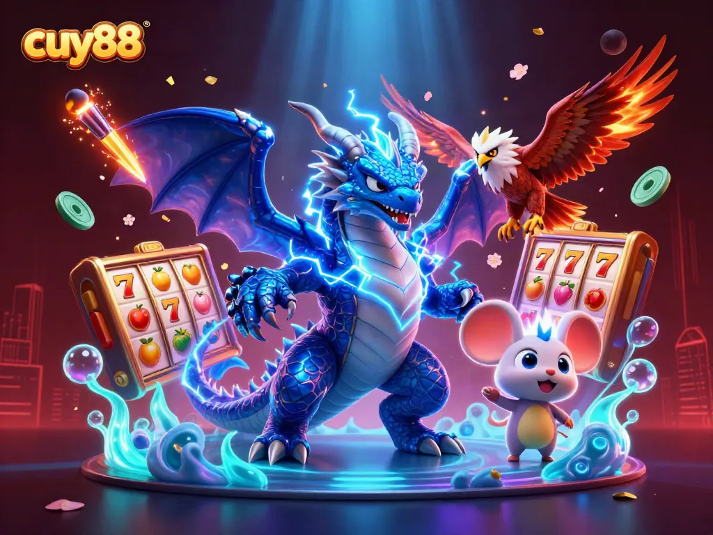 Experience excitement at cuy88 with colorful slots, energetic animals, and festive elements in 3D.