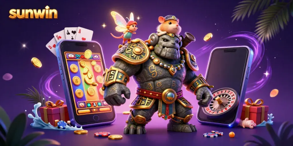 Experience thrilling gameplay with sunwin in this magical casino adventure illustrated scene.