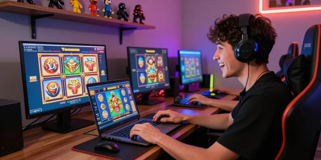 Player enjoying immersive online slot experience at Tuan88 with vibrant graphics and engaging atmosphere.