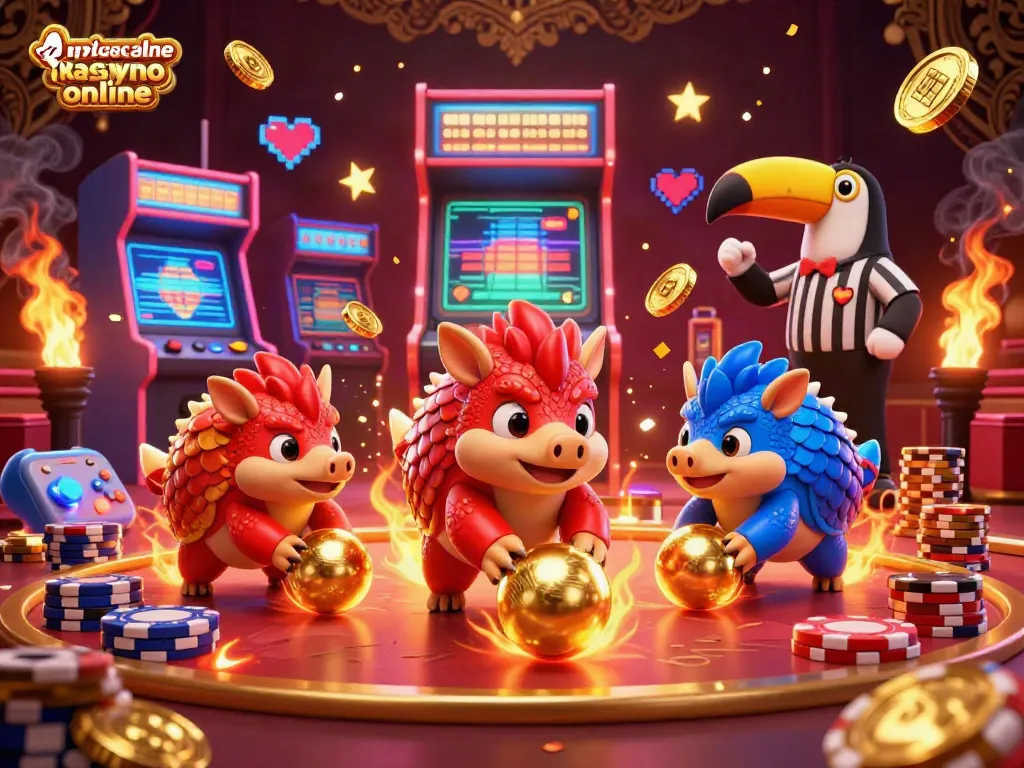 Experience the excitement of wypłacalne kasyno online with rival pangolins and glowing arcade machines in action.