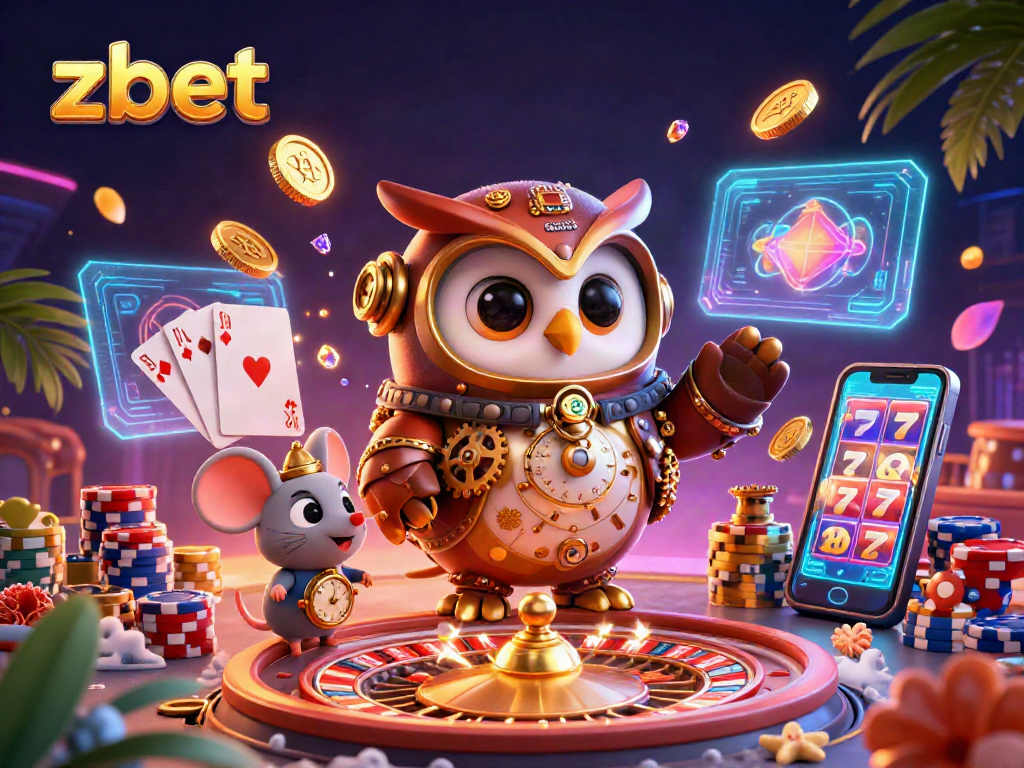 Experience thrilling wins at zbet with a vibrant 3D casino scene showcasing animated characters and gaming excitement.