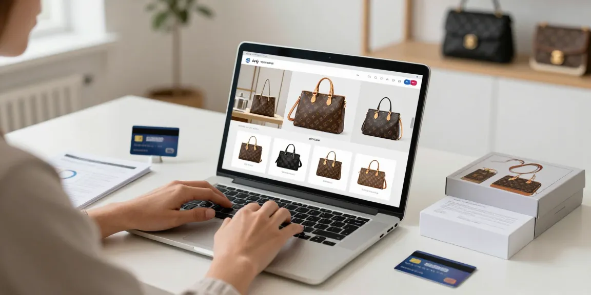 Online shopping for Fake Baga with premium replicas on modern workspace.