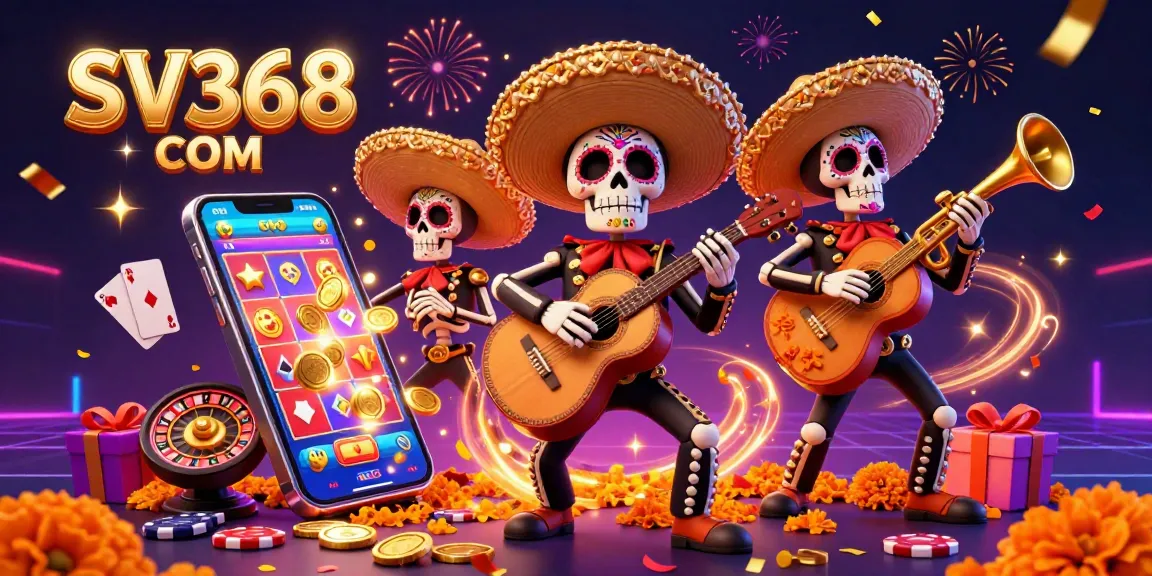 Feel the excitement with SV368 COM as vibrant skeleton mariachi band celebrates amidst casino games.