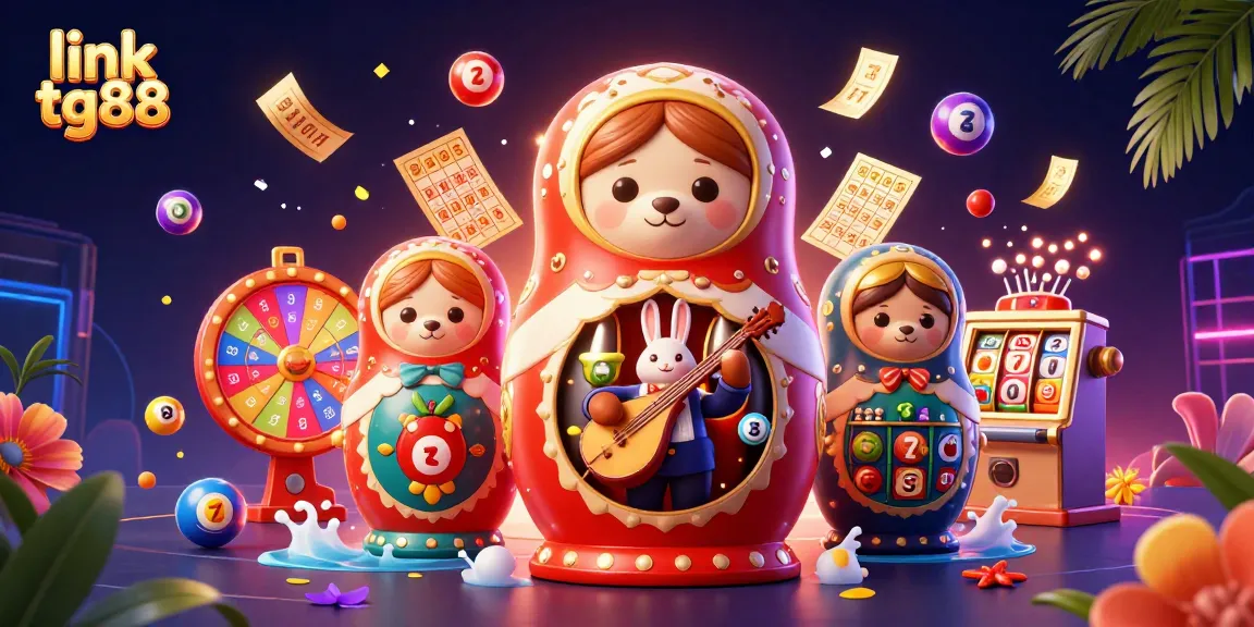 Join the excitement of link tg88 with dynamic lottery elements and friendly casino characters in a vibrant scene.