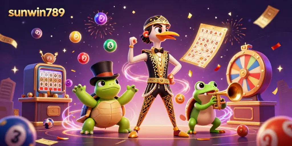Experience thrilling gaming at sunwin789 with colorful scenes of excitement and winnings.