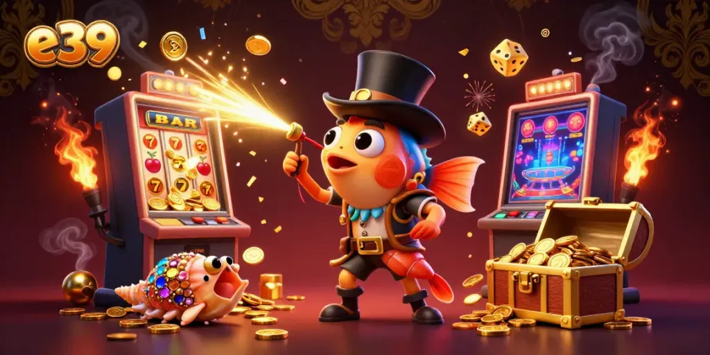Engage in thrilling gameplay at e39 with vibrant 3D characters and casino elements bursting with value.
