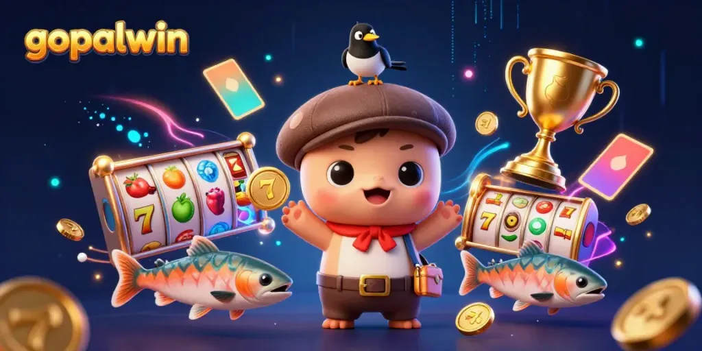 Engage in exciting gaming with gopalwin's vibrant casino-themed illustration featuring playful characters.