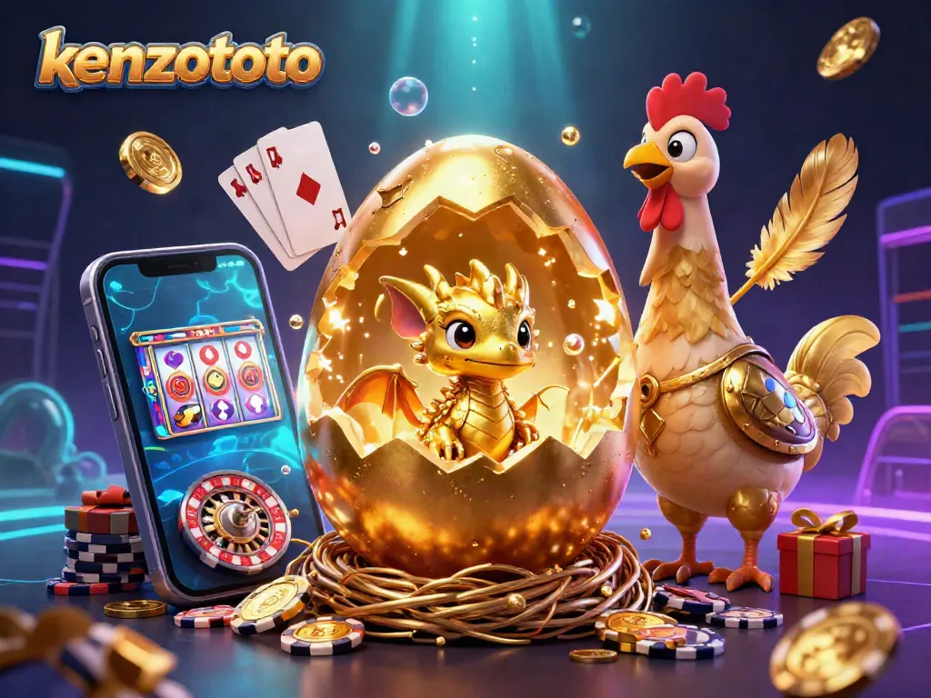 Experience the excitement at kenzototo with a golden dragon and vibrant game visuals.
