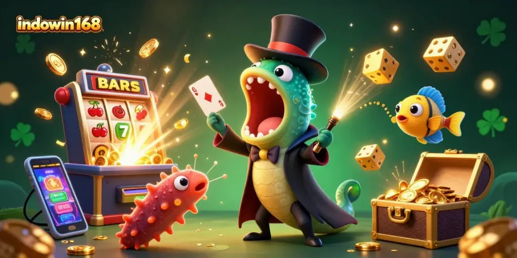 Experience thrilling gameplay with indowin168's vibrant slot scene featuring imaginative characters.