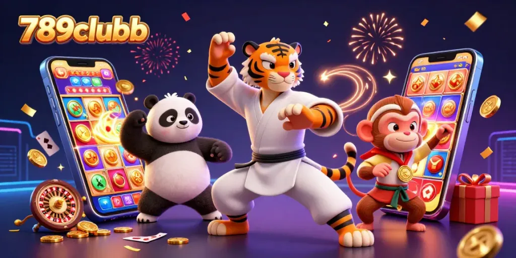 Engage with 789clubb by spinning vibrant slots and celebrating wins in a dynamic casino scene.