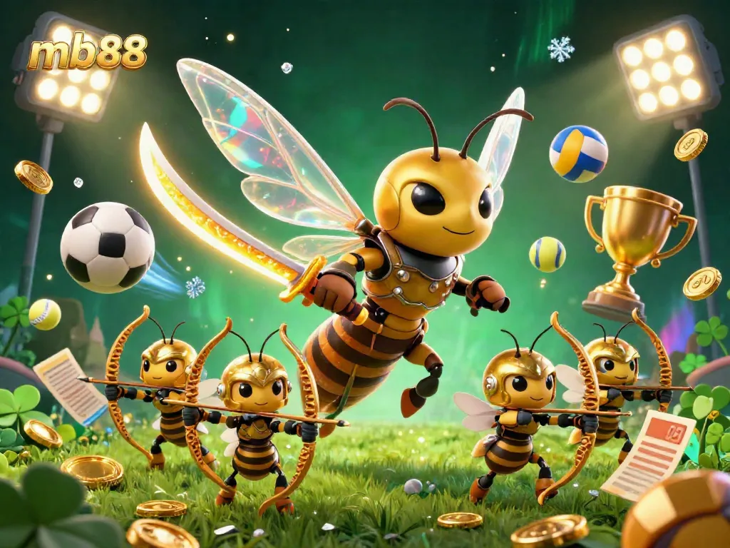 Experience mb88's engaging sports betting scene with golden hornet samurai and dynamic sports elements.