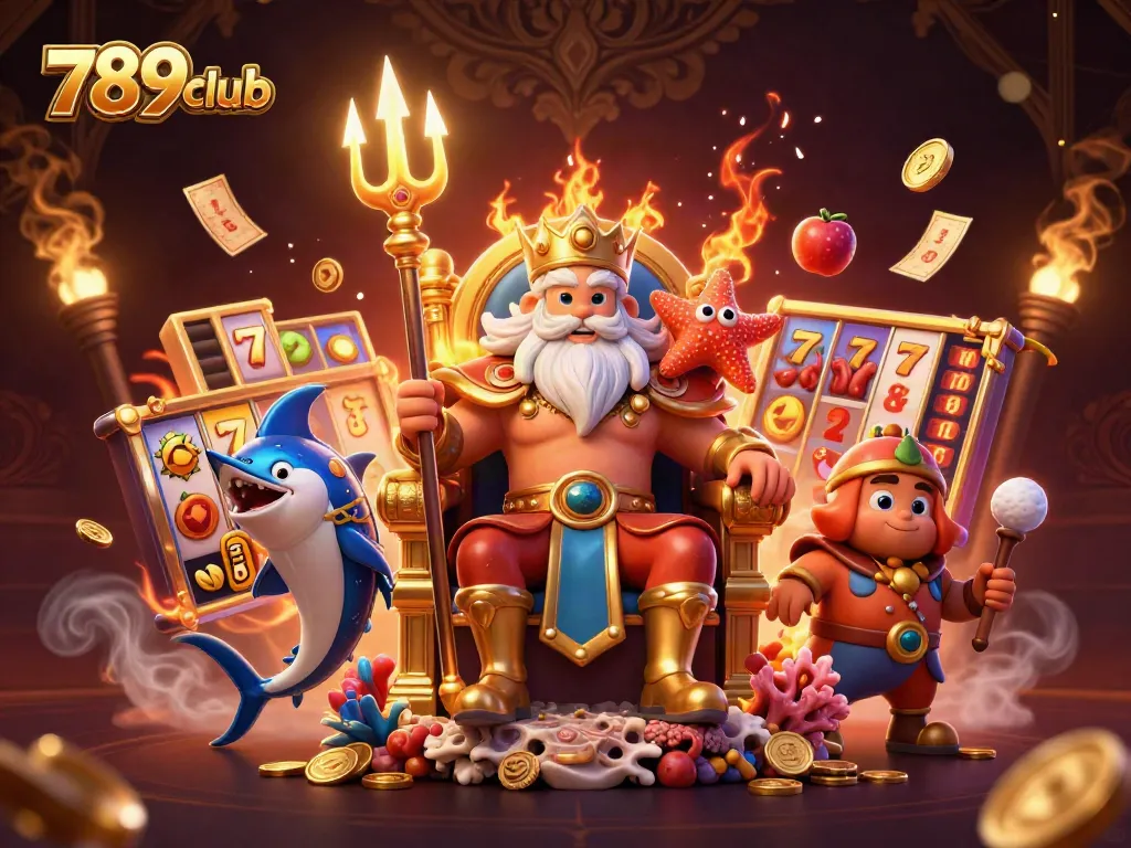 Play thrilling slots and games at 789club with an enchanting underwater theme featuring Neptune.