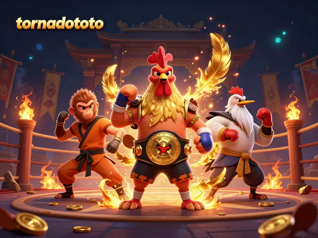 Experience the thrilling action at Tornadototo with dynamic characters and vibrant casino elements.